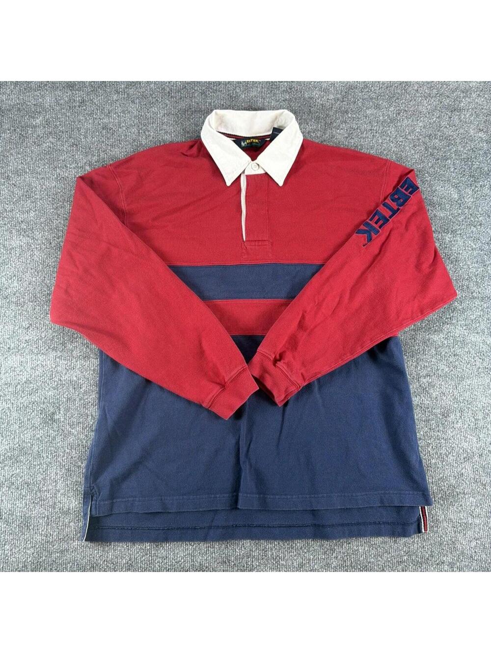 Vintage Eddie Bauer EBTEK Long Sleeve Rugby Shirt Large 90's, Colorblock, Preppy